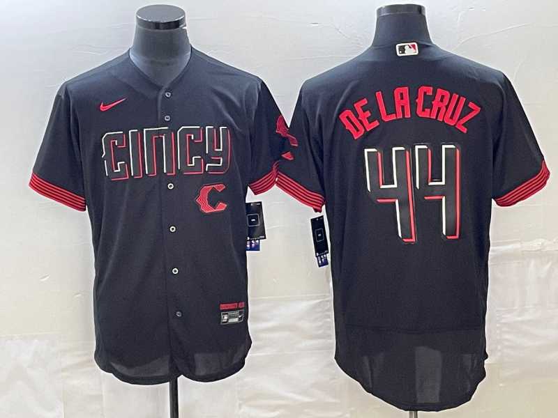 Mens Cincinnati Reds #44 Elly De La Cruz Black 2023 City Connect Cool Base Stitched Jerseys->cincinnati reds->MLB Jersey